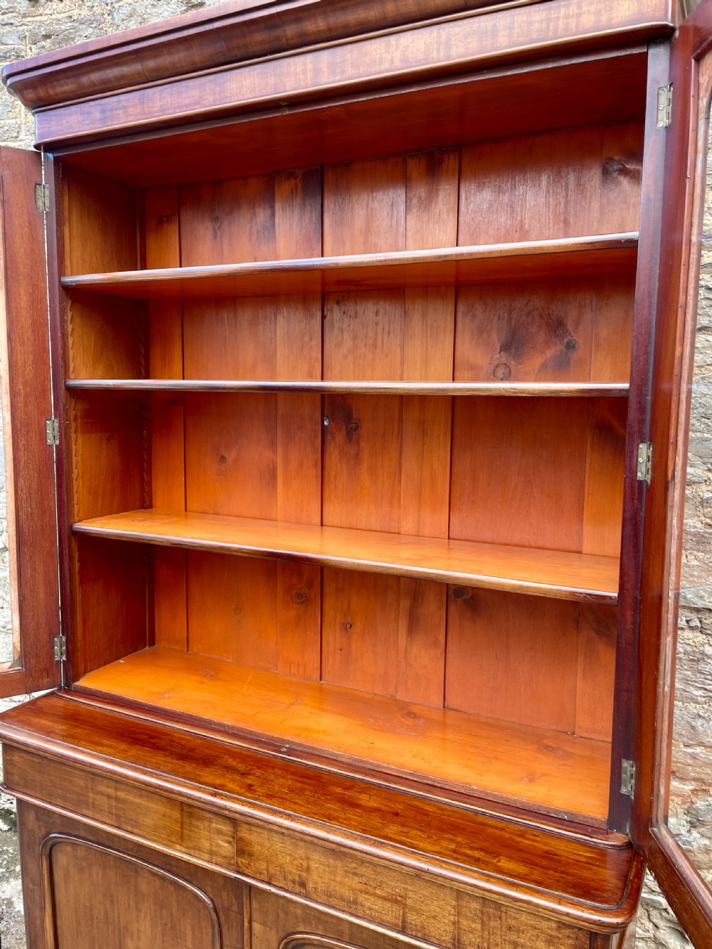 Victorian Mahogany Glazed Bookcase Cabinet View VII