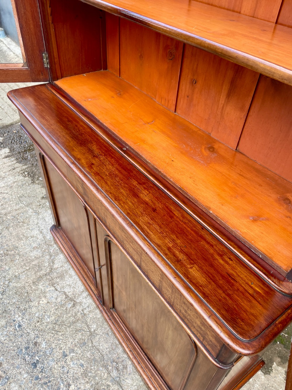 Victorian Mahogany Glazed Bookcase Cabinet View VIII