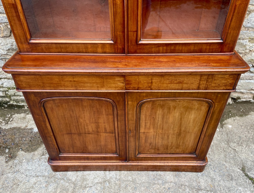 Victorian Mahogany Glazed Bookcase Cabinet View IX