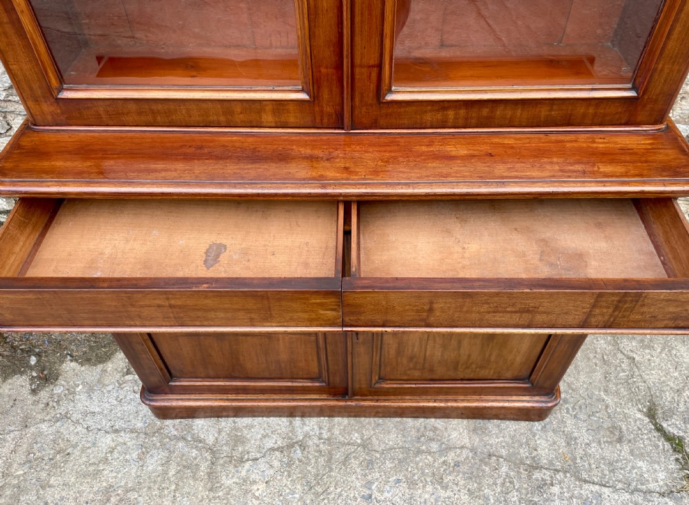 Victorian Mahogany Glazed Bookcase Cabinet View XI