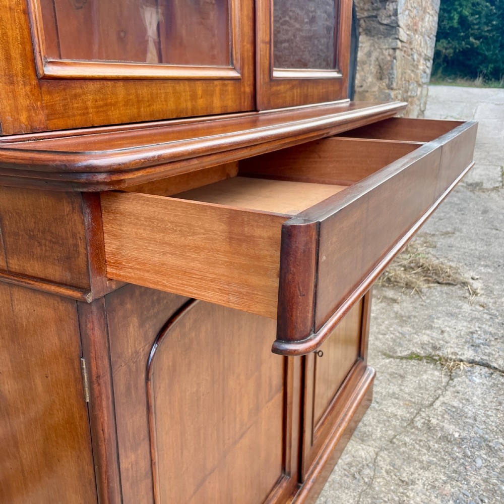 Victorian Mahogany Glazed Bookcase Cabinet View XII
