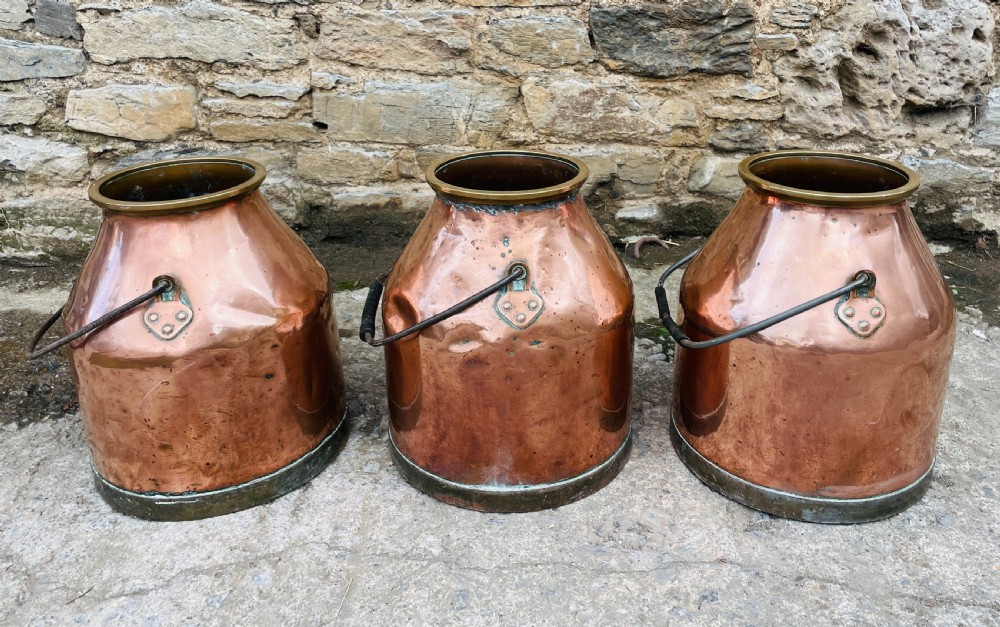 Set of 3 Victorian Copper Milk Pails View IV