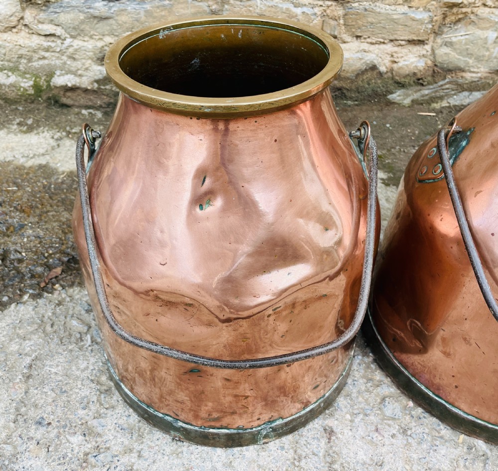 Set of 3 Victorian Copper Milk Pails View VII
