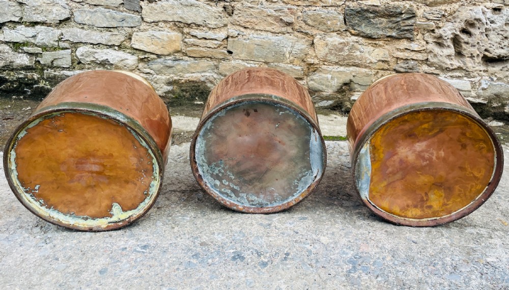Set of 3 Victorian Copper Milk Pails View XII