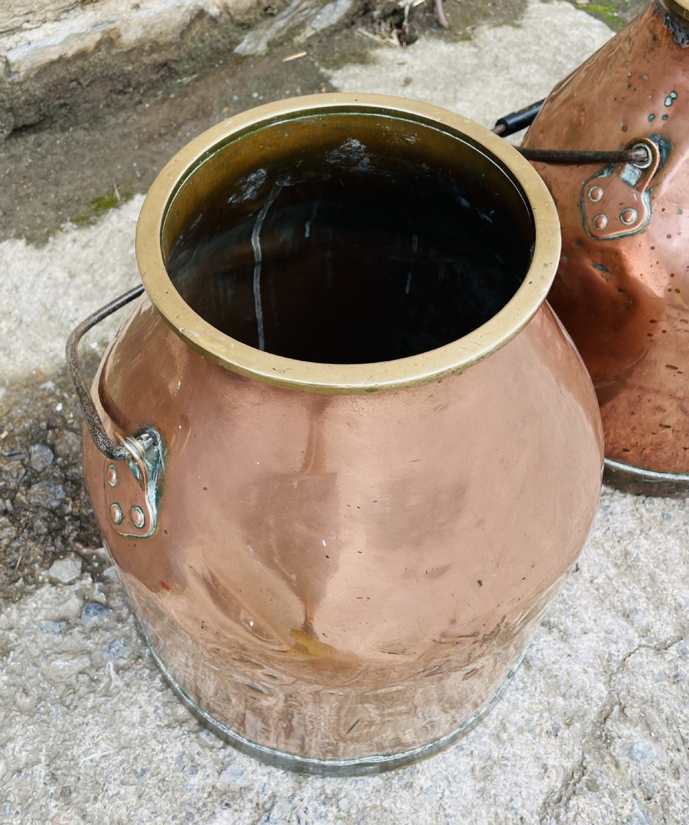 Set of 3 Victorian Copper Milk Pails View XV
