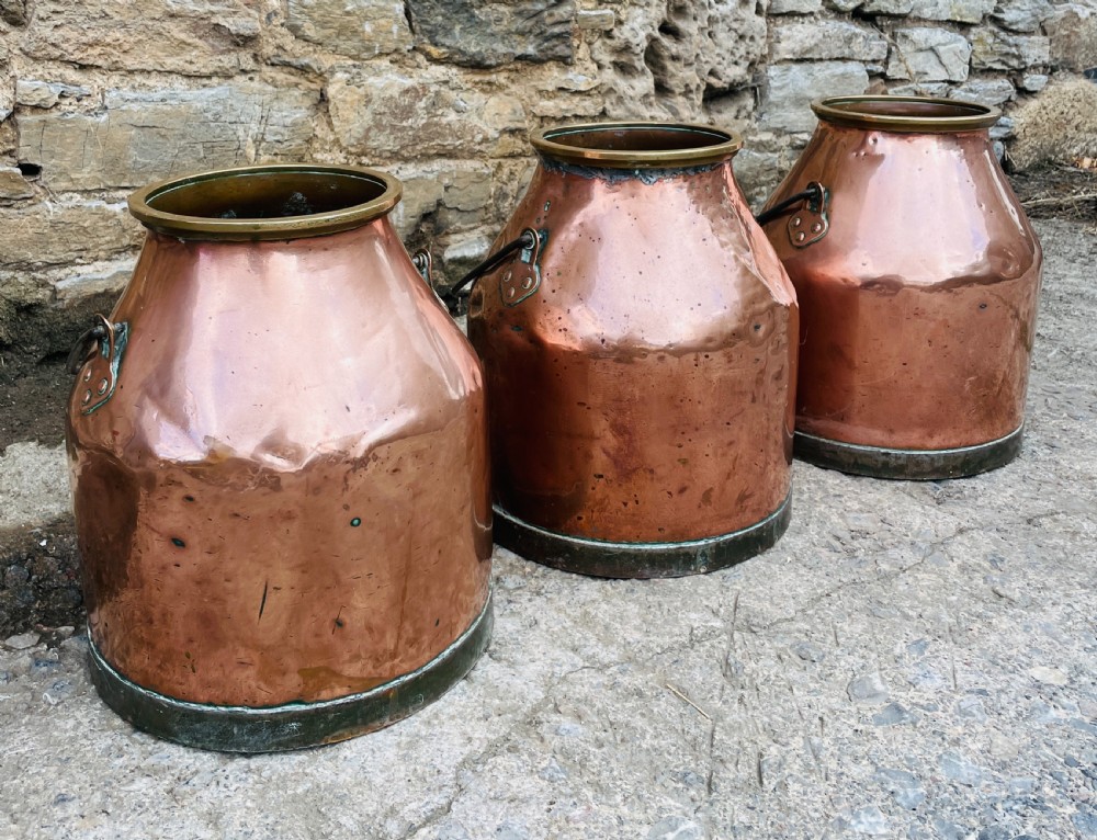 Set of 3 Victorian Copper Milk Pails View XVII