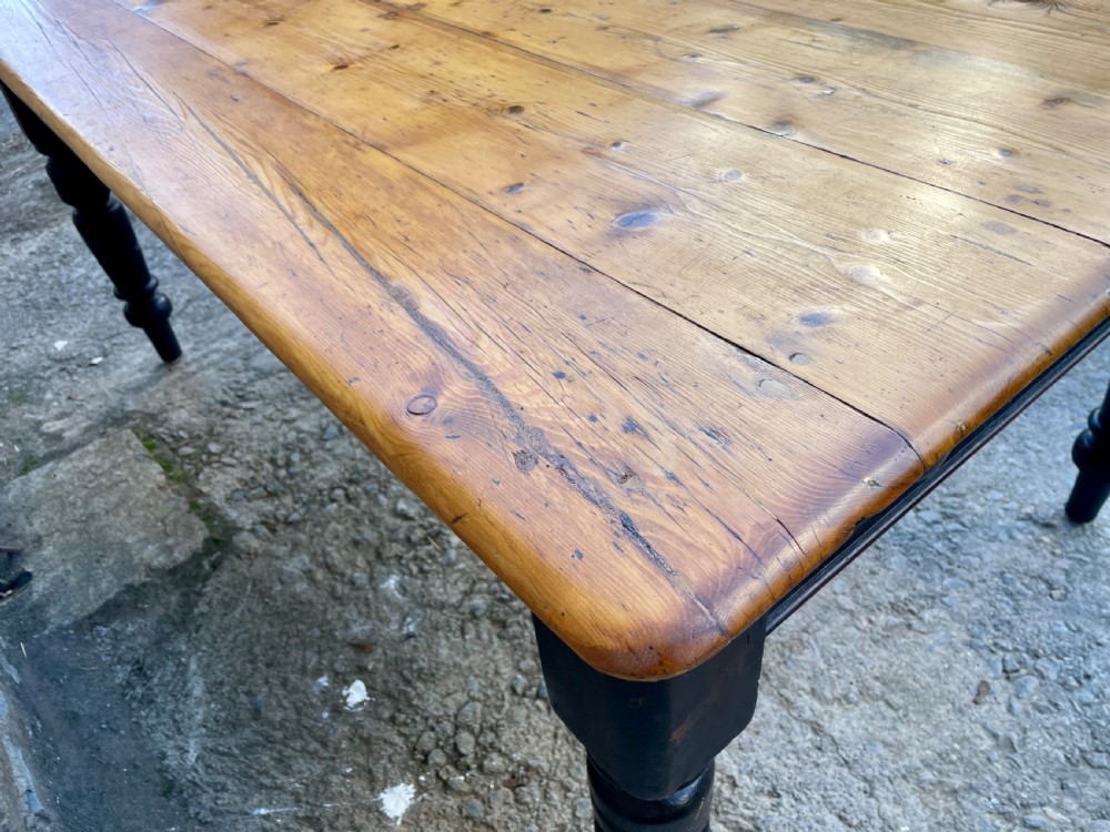 Large Victorian Pine Farmhouse Table View IX