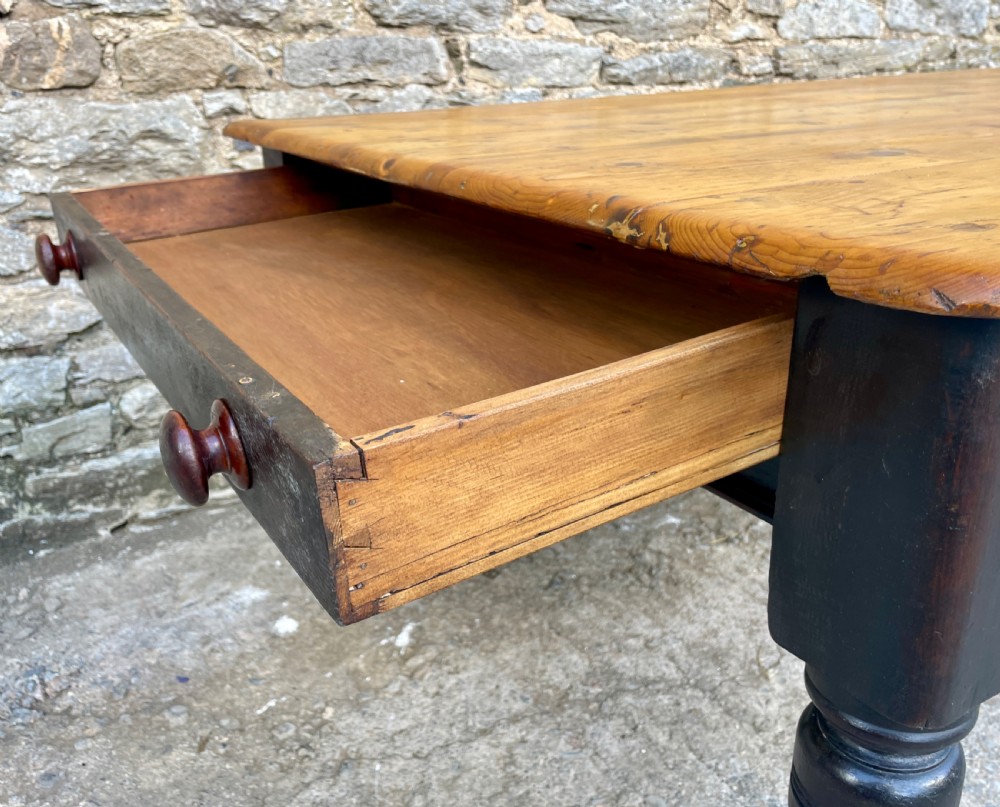 Large Victorian Pine Farmhouse Table View X
