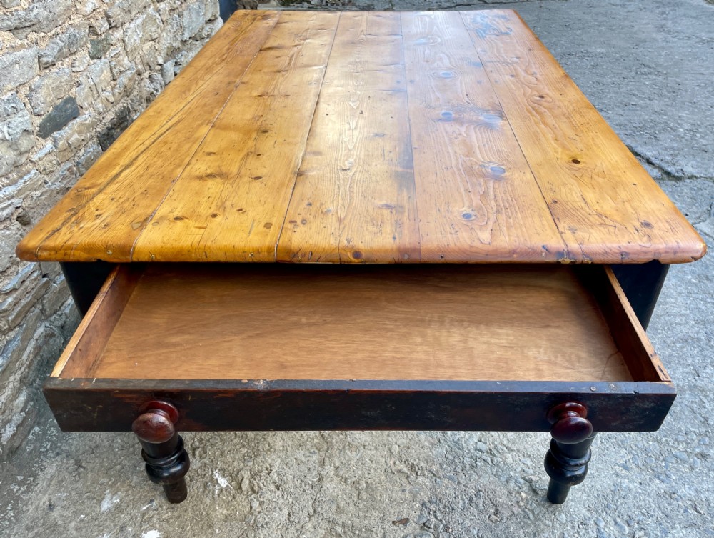 Large Victorian Pine Farmhouse Table View XI