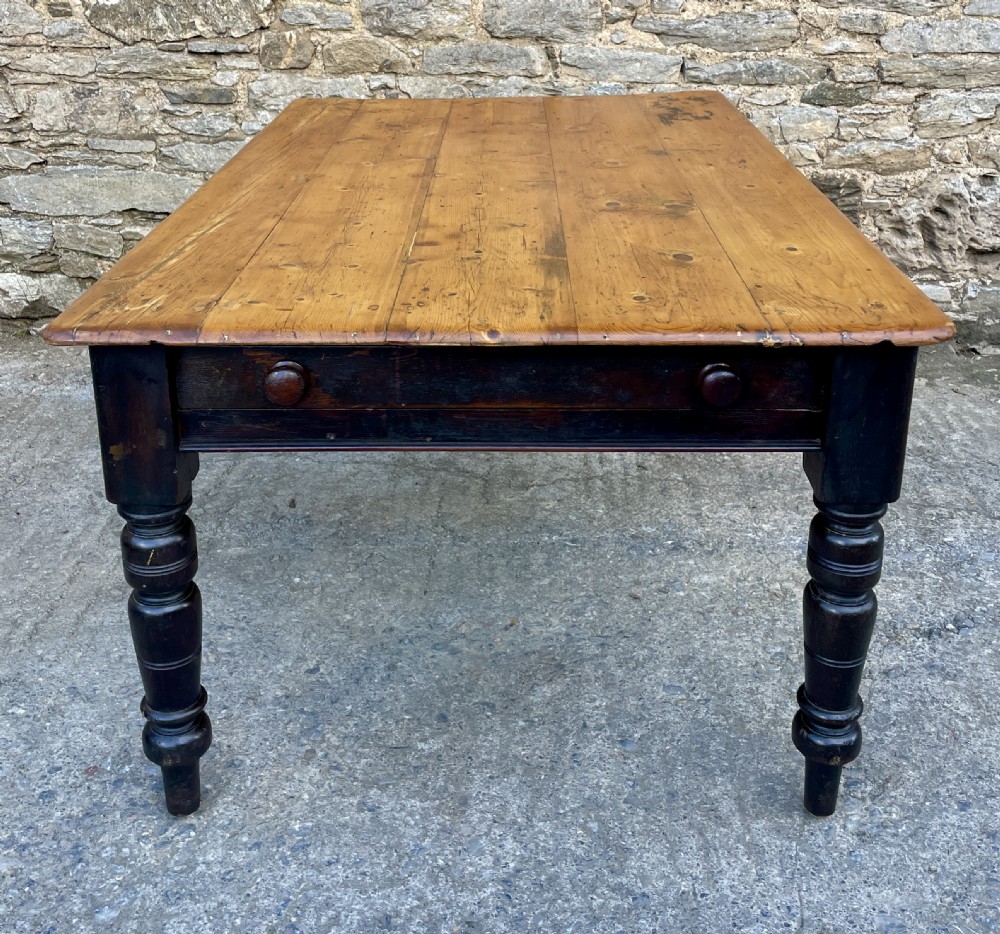 Large Victorian Pine Farmhouse Table View XX
