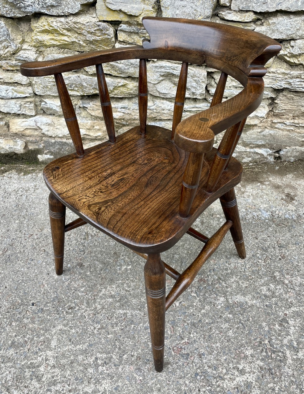 Antique Elm Captains Chair View XI