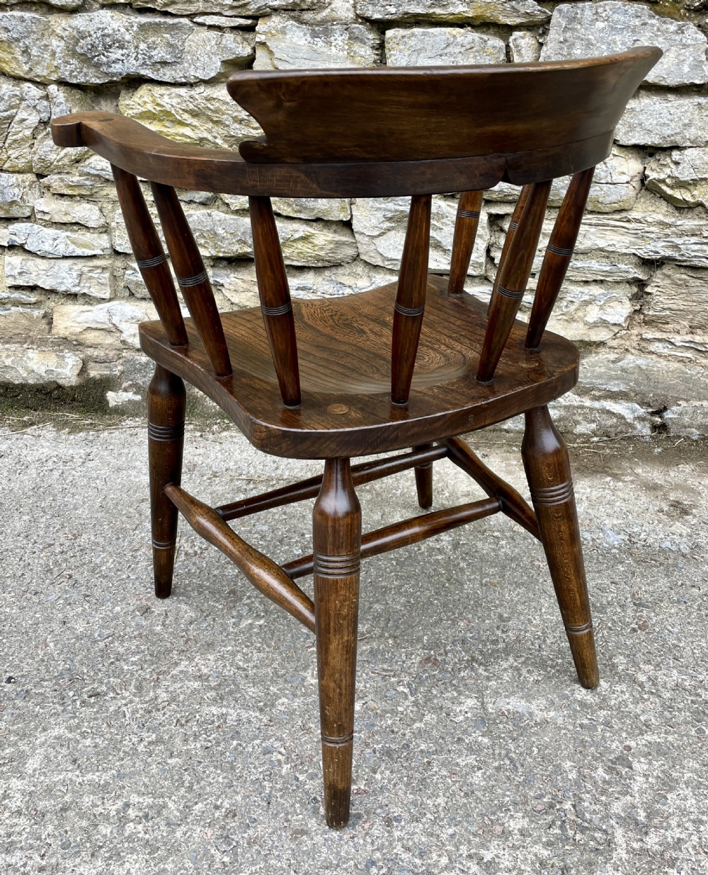 Antique Elm Captains Chair View XIV