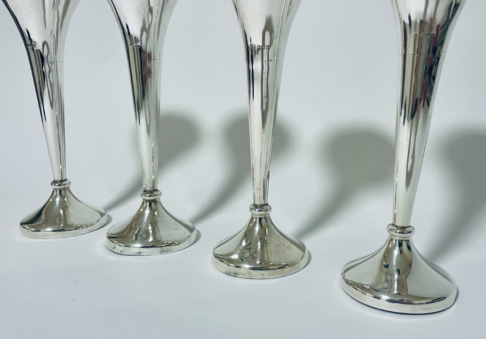 Set of 4 Antique Sterling Silver Trumpet Vases View VII