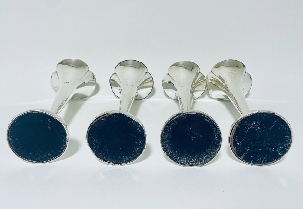 Set of 4 Antique Sterling Silver Trumpet Vases View IX