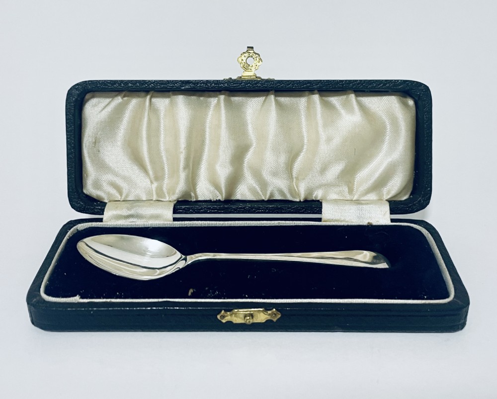 Antique Silver Christening Spoon in Box
