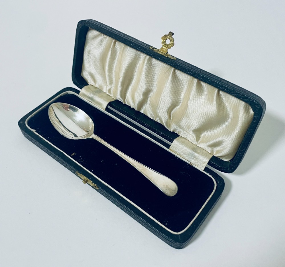 Antique Silver Christening Spoon in Box View II