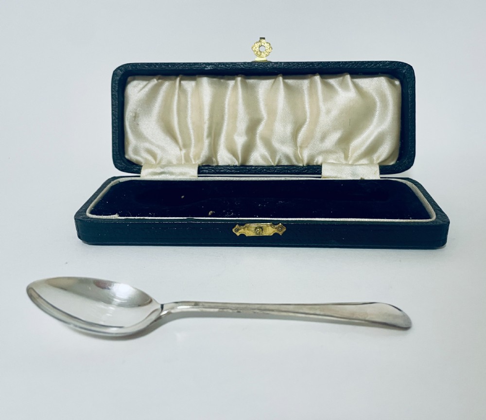 Antique Silver Christening Spoon in Box View III