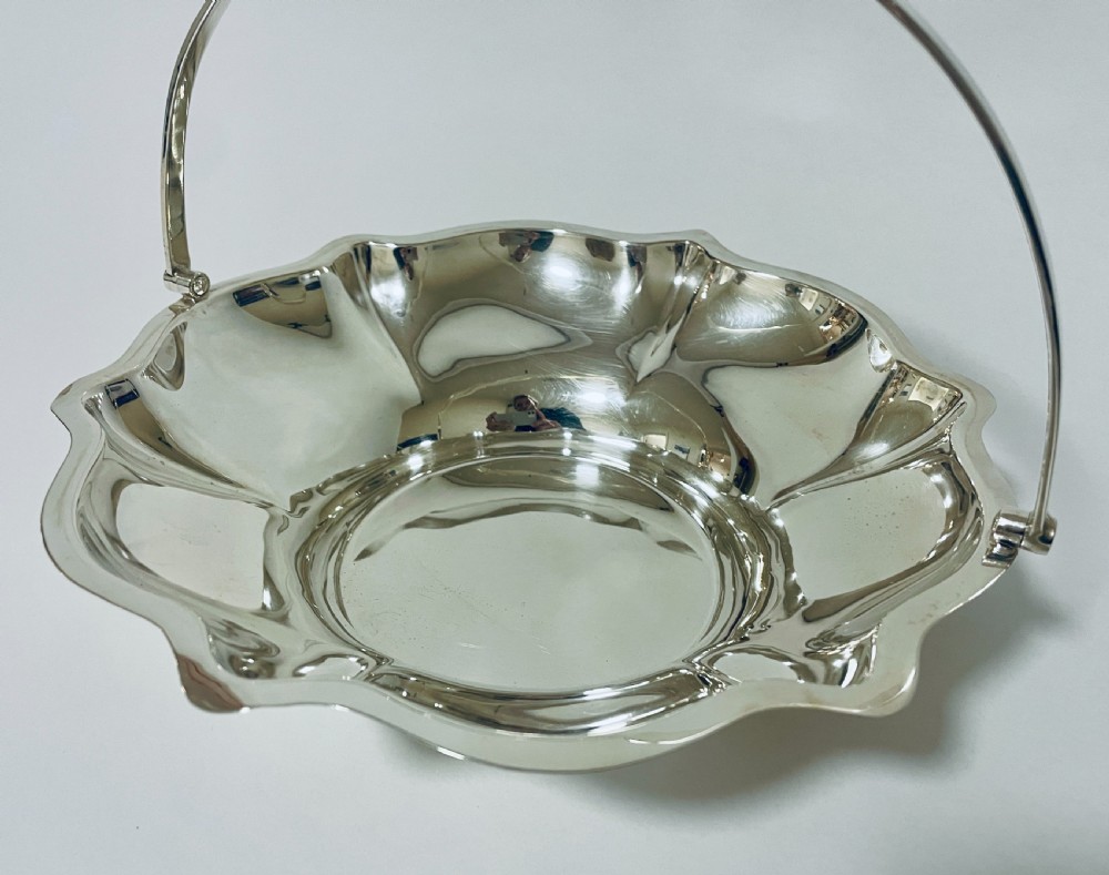 Large Antique Silver Swing Handled Bowl View III