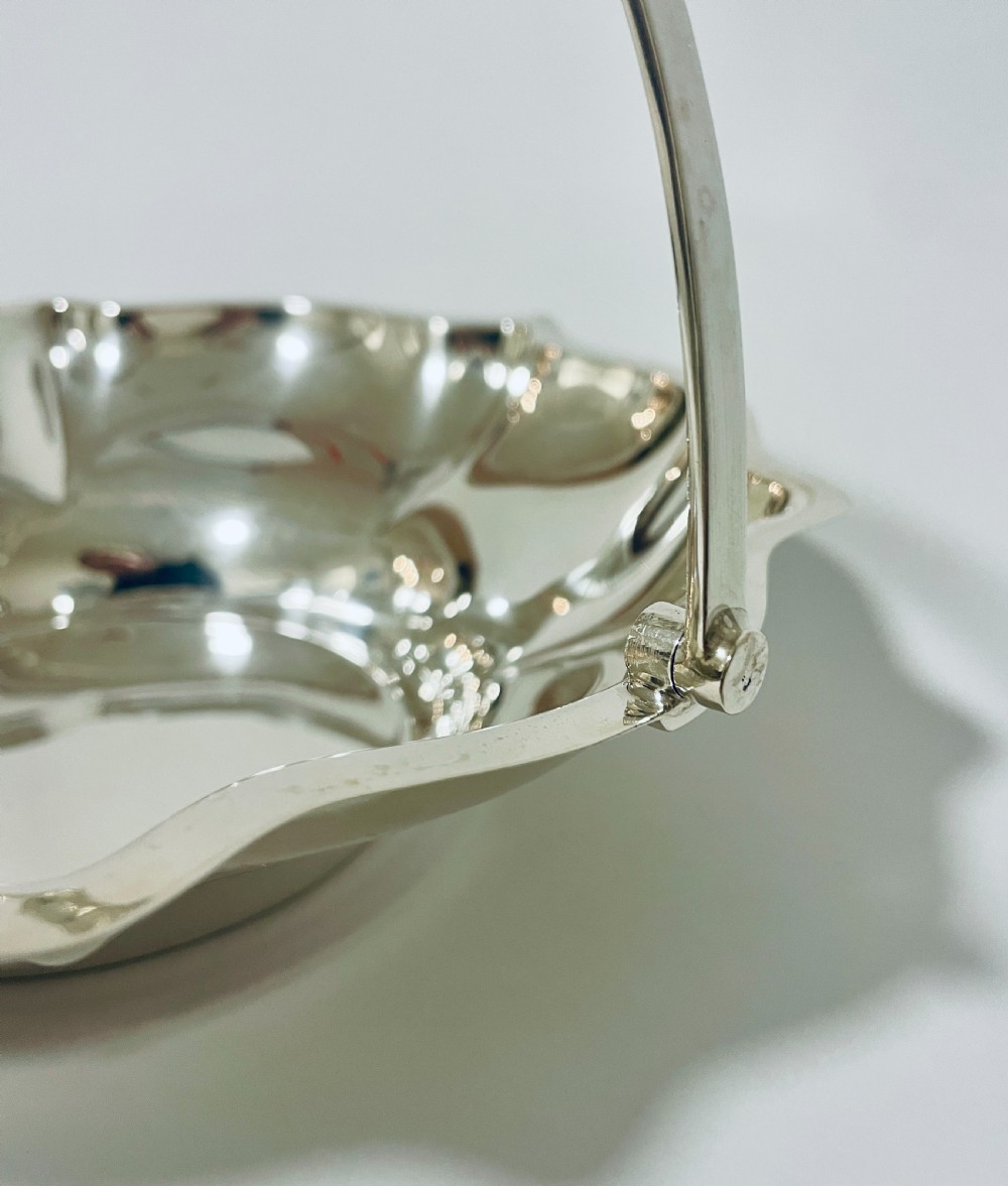 Large Antique Silver Swing Handled Bowl View IV