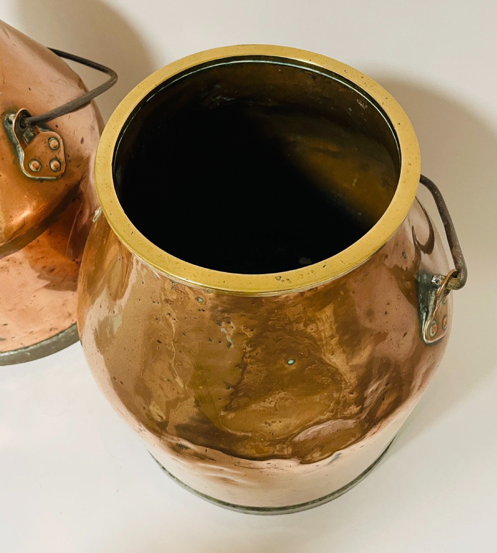 Pair of Victorian Copper Milk Pails View II