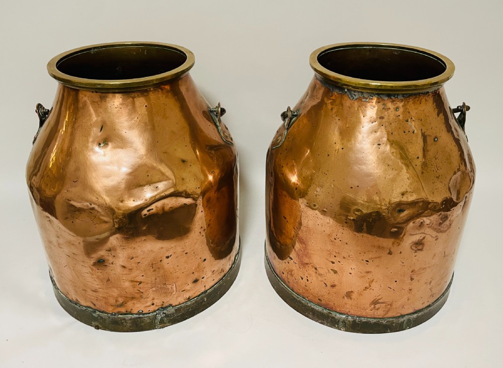 Pair of Victorian Copper Milk Pails View III