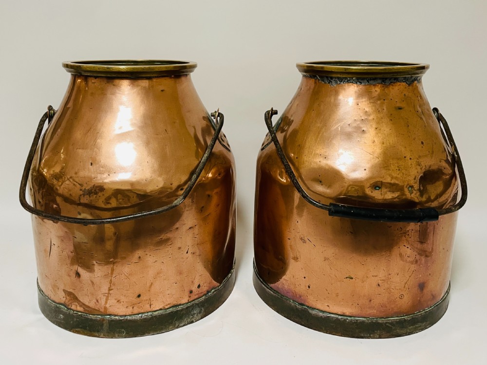 Pair of Victorian Copper Milk Pails View V