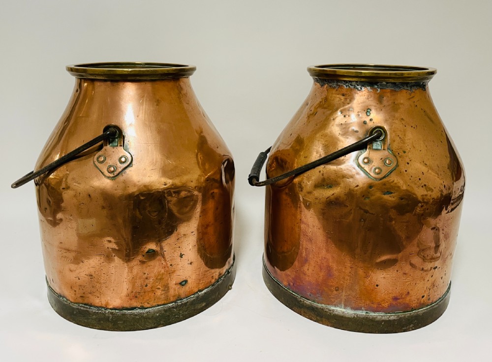 Pair of Victorian Copper Milk Pails View IX
