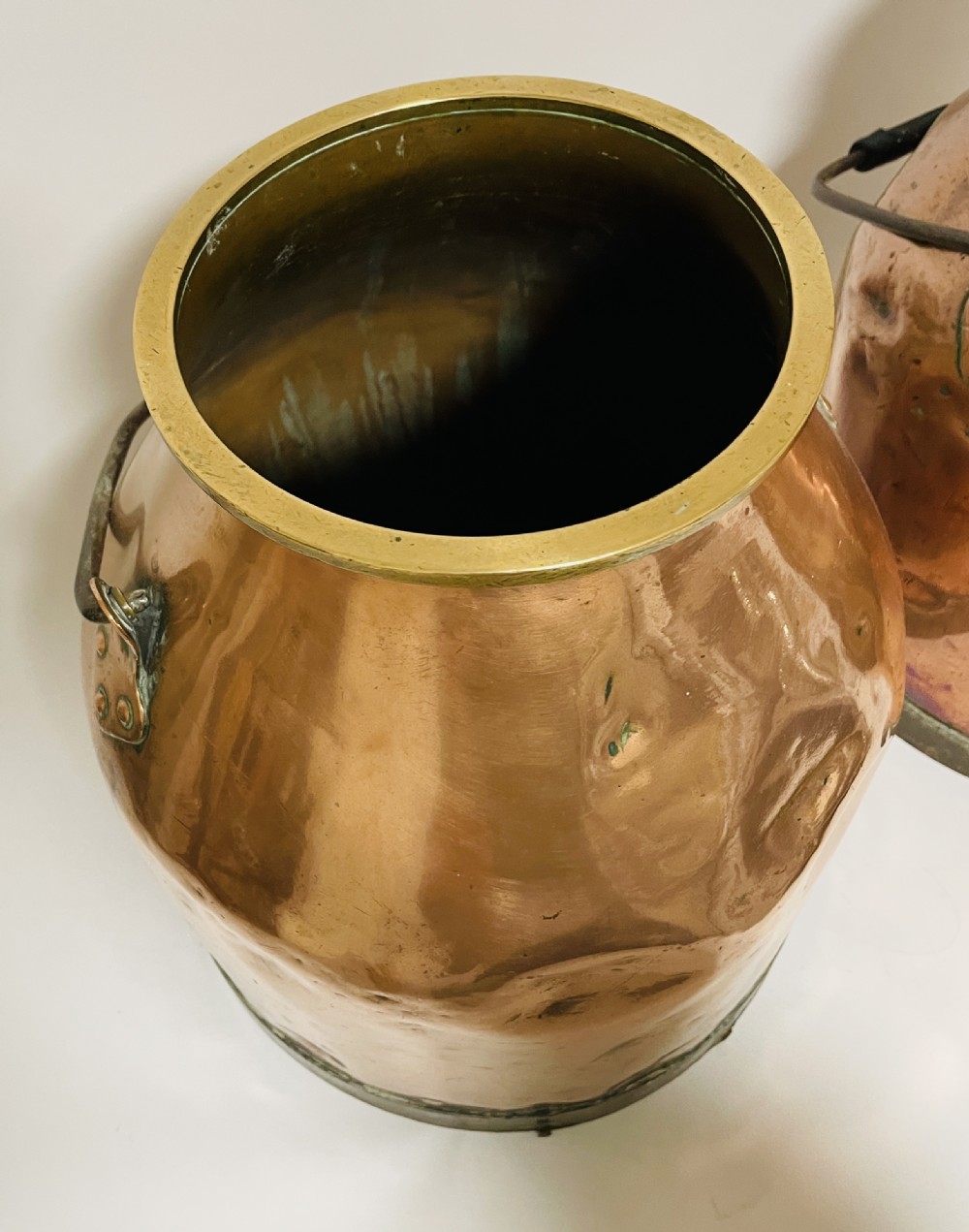 Pair of Victorian Copper Milk Pails View X