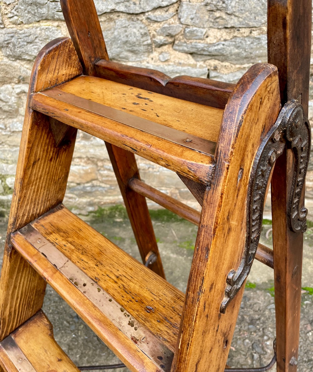 Edwardian Pine Simplex Step Ladder View XX
