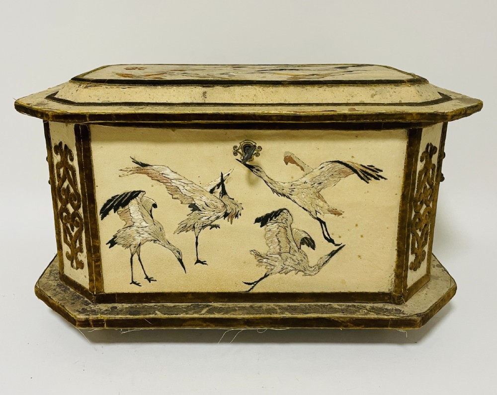 Antique French Embroidered Box
