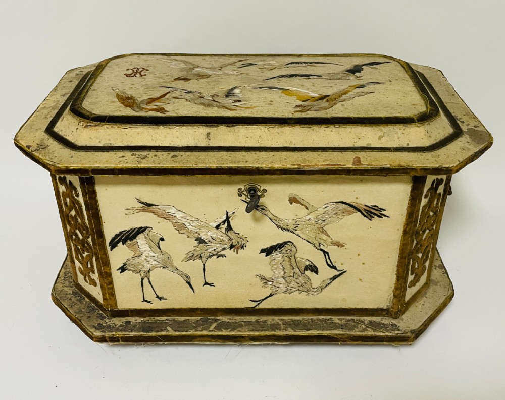 Antique French Embroidered Box
 View II