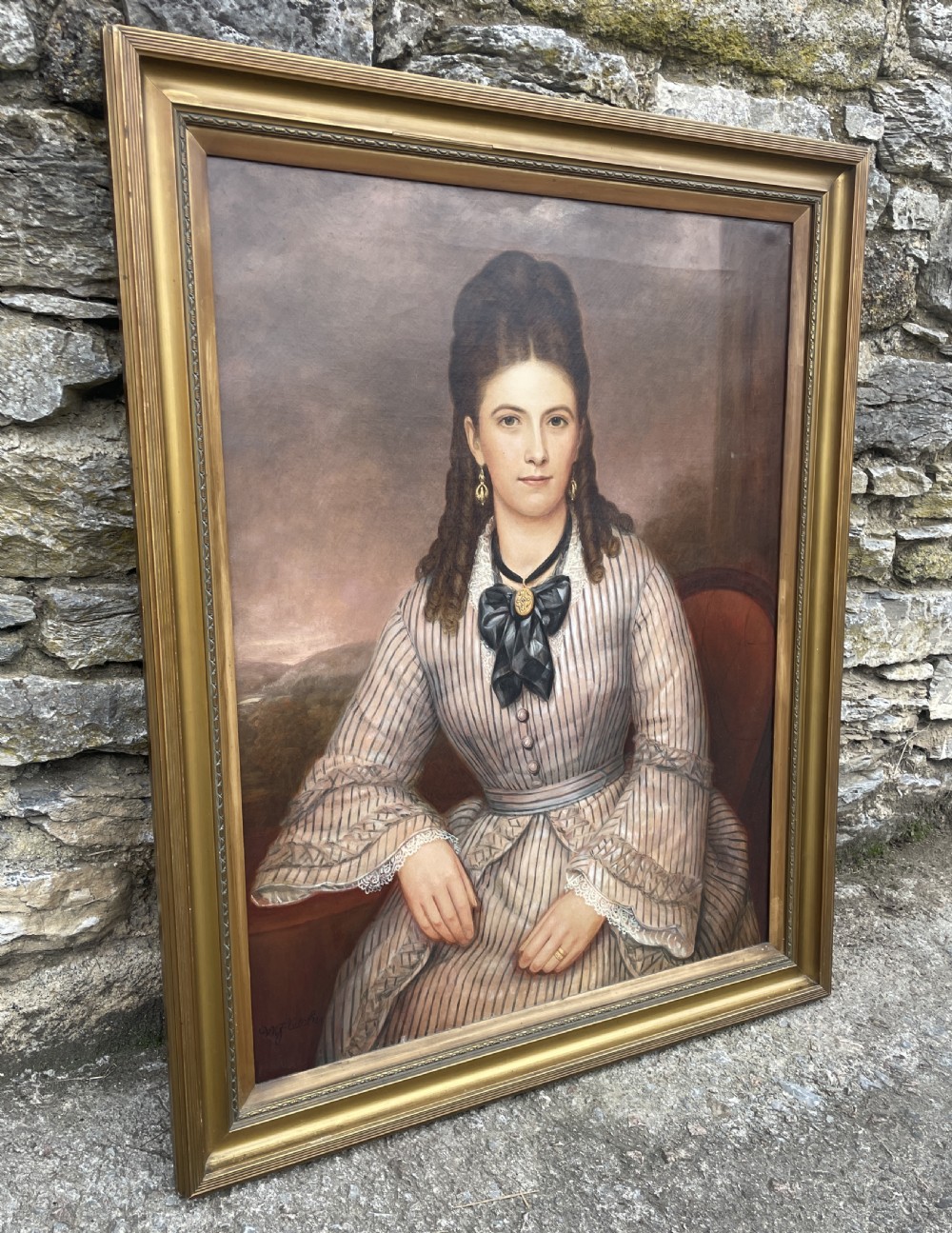 Victorian Oil on Canvas Portrait of Emma Witham by W.Fletcher
 View IV