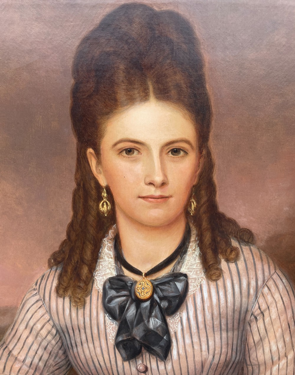 Victorian Oil on Canvas Portrait of Emma Witham by W.Fletcher
 View V