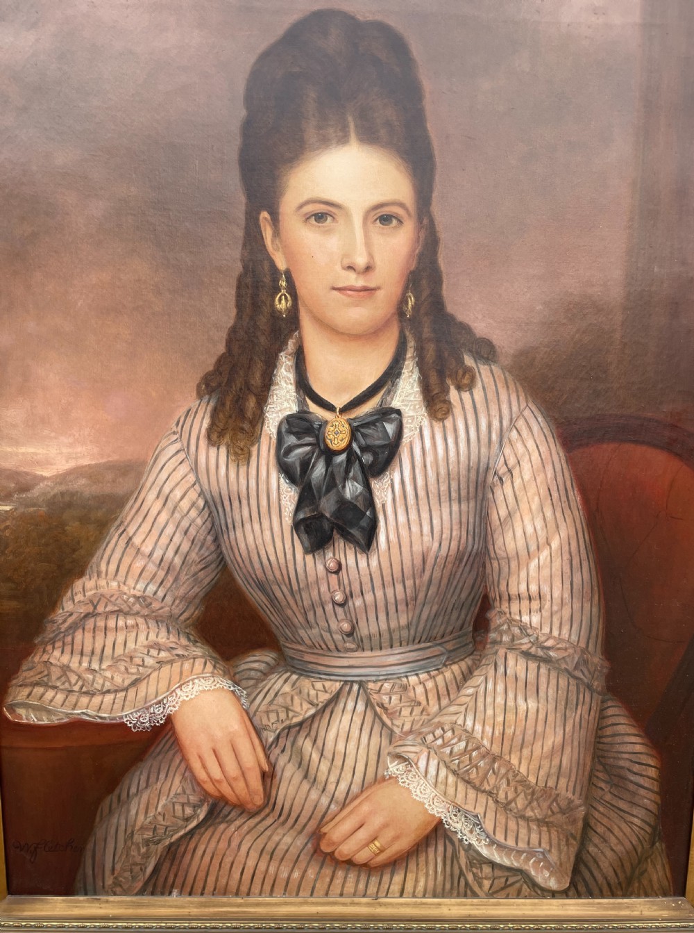 Victorian Oil on Canvas Portrait of Emma Witham by W.Fletcher
 View VI