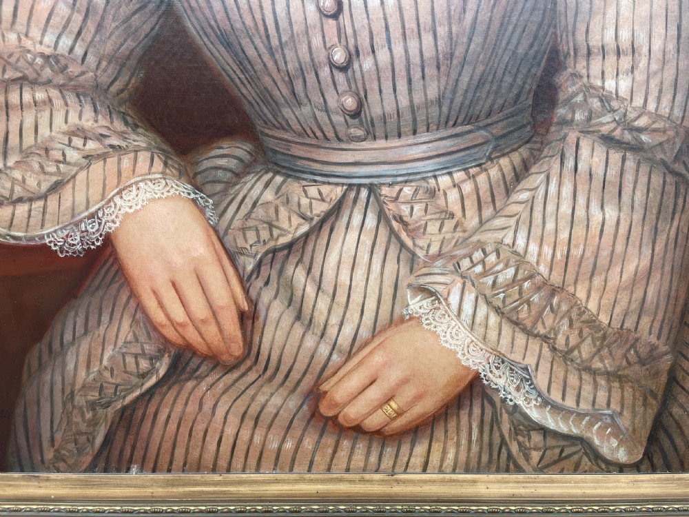 Victorian Oil on Canvas Portrait of Emma Witham by W.Fletcher
 View VIII