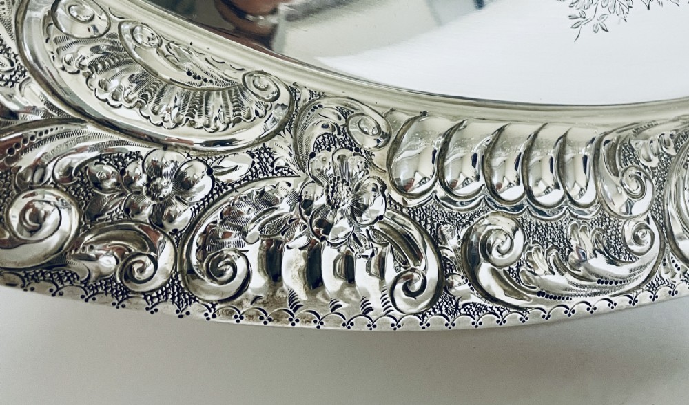 Large Antique Sterling Silver Tea Tray View VIII