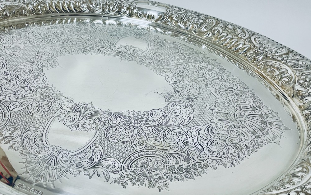Large Antique Sterling Silver Tea Tray View XIV