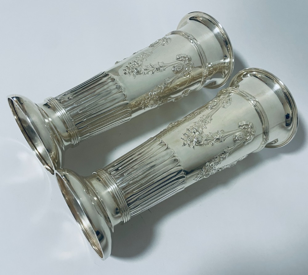 Pair of Large Sterling Silver Vases View XIII