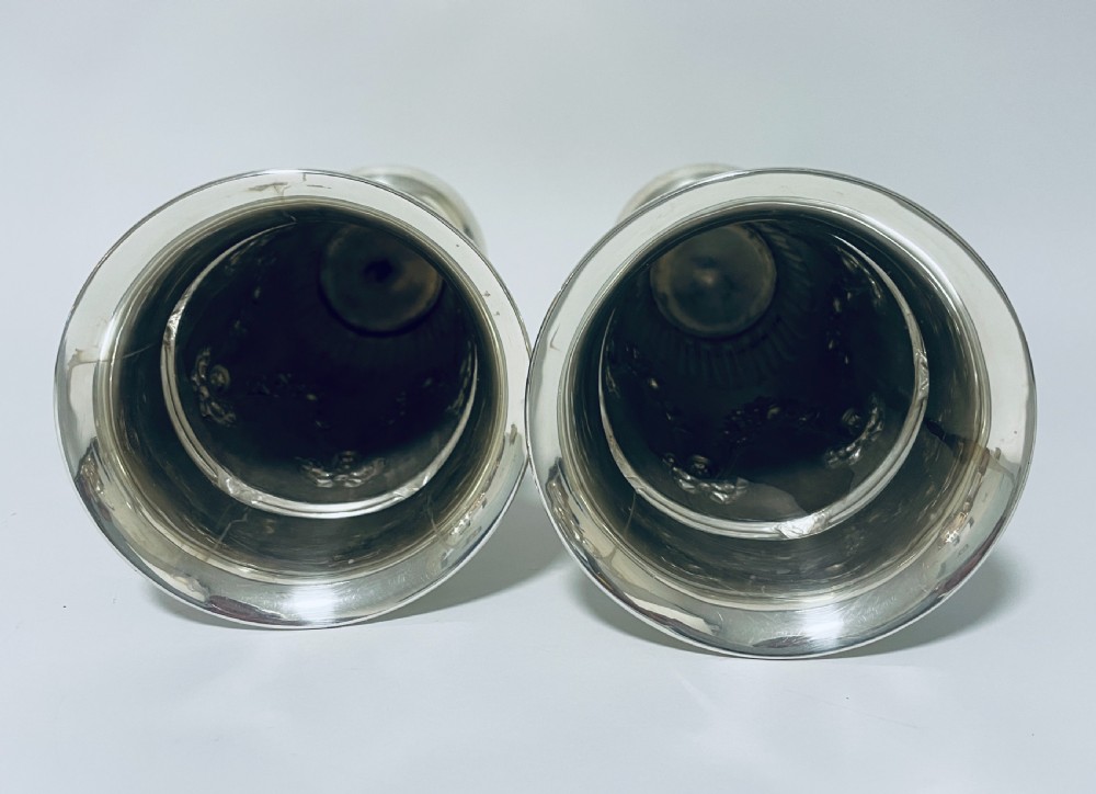 Pair of Large Sterling Silver Vases View XIV