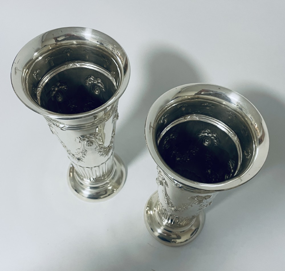 Pair of Large Sterling Silver Vases View XVI