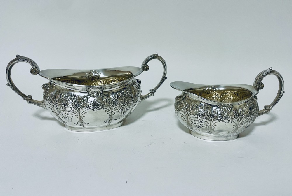 Antique 3 Piece Silver Tea Service View XVI