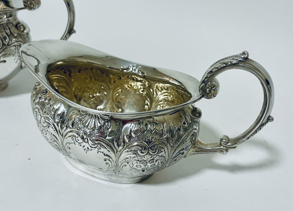 Antique 3 Piece Silver Tea Service View XVII