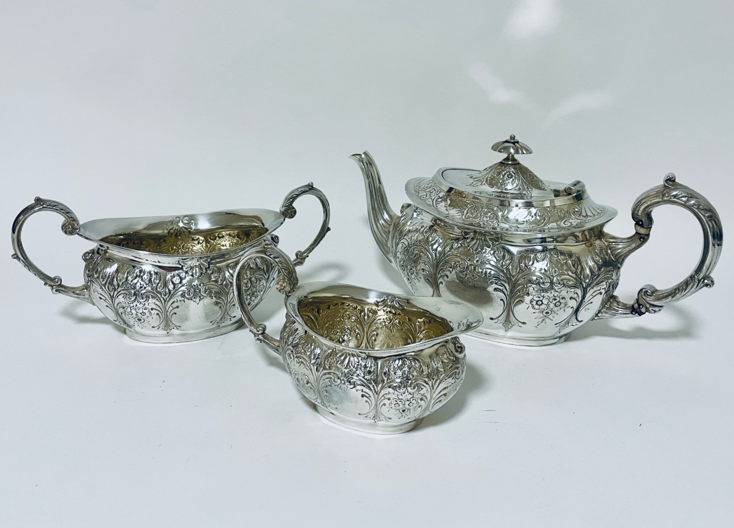 Antique 3 Piece Silver Tea Service
