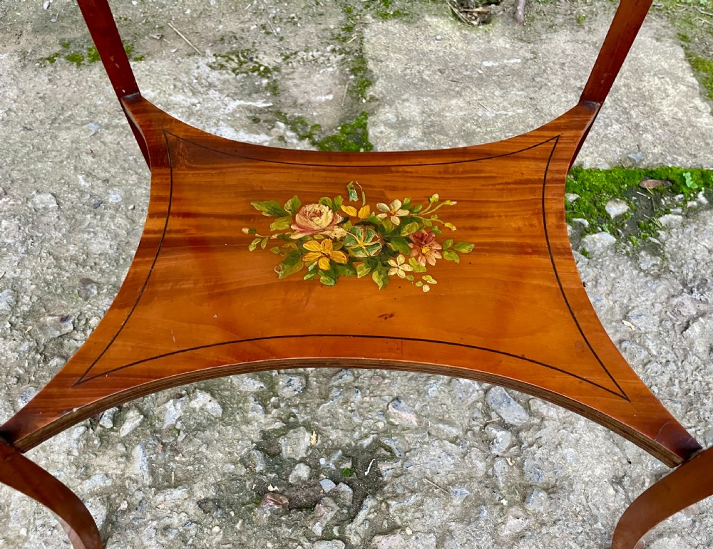 Edwardian Sheraton Revival Hand Painted Satinwood Table View VII
