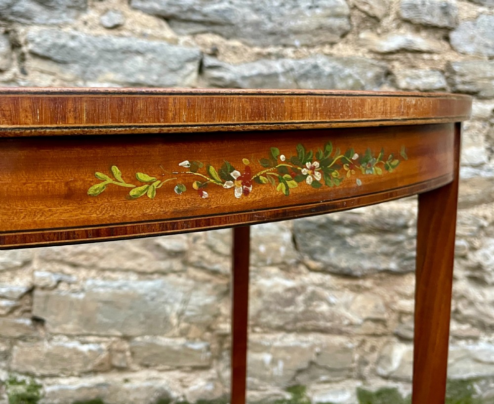 Edwardian Sheraton Revival Hand Painted Satinwood Table View IX