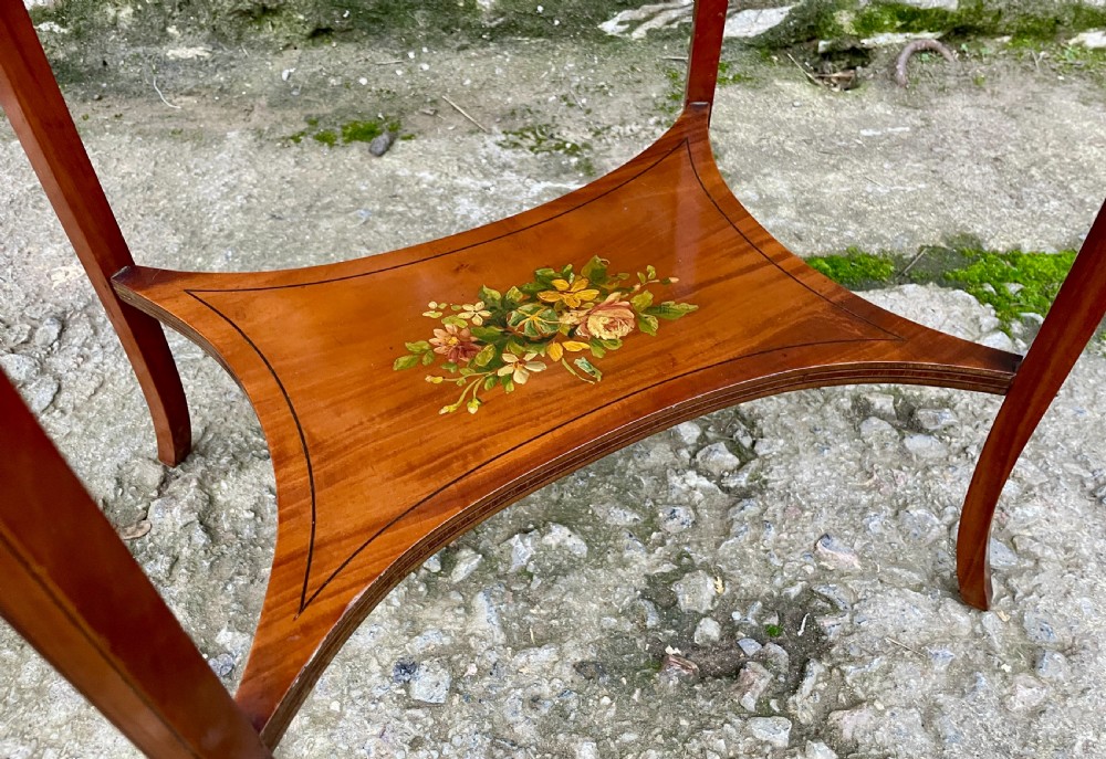 Edwardian Sheraton Revival Hand Painted Satinwood Table View X