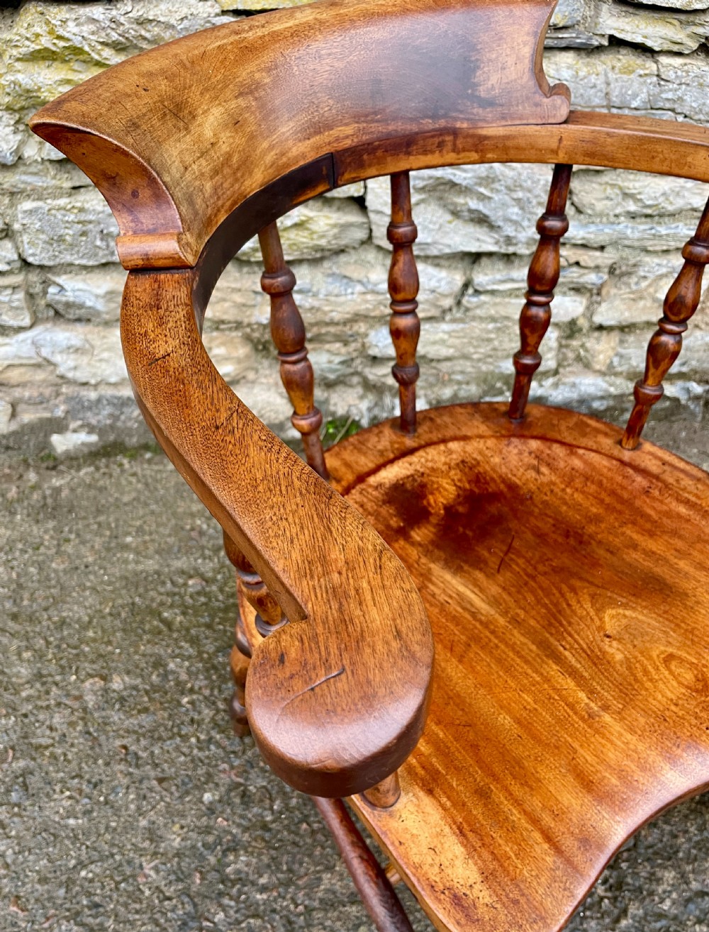 Antique Elm Captains Chair View XIII