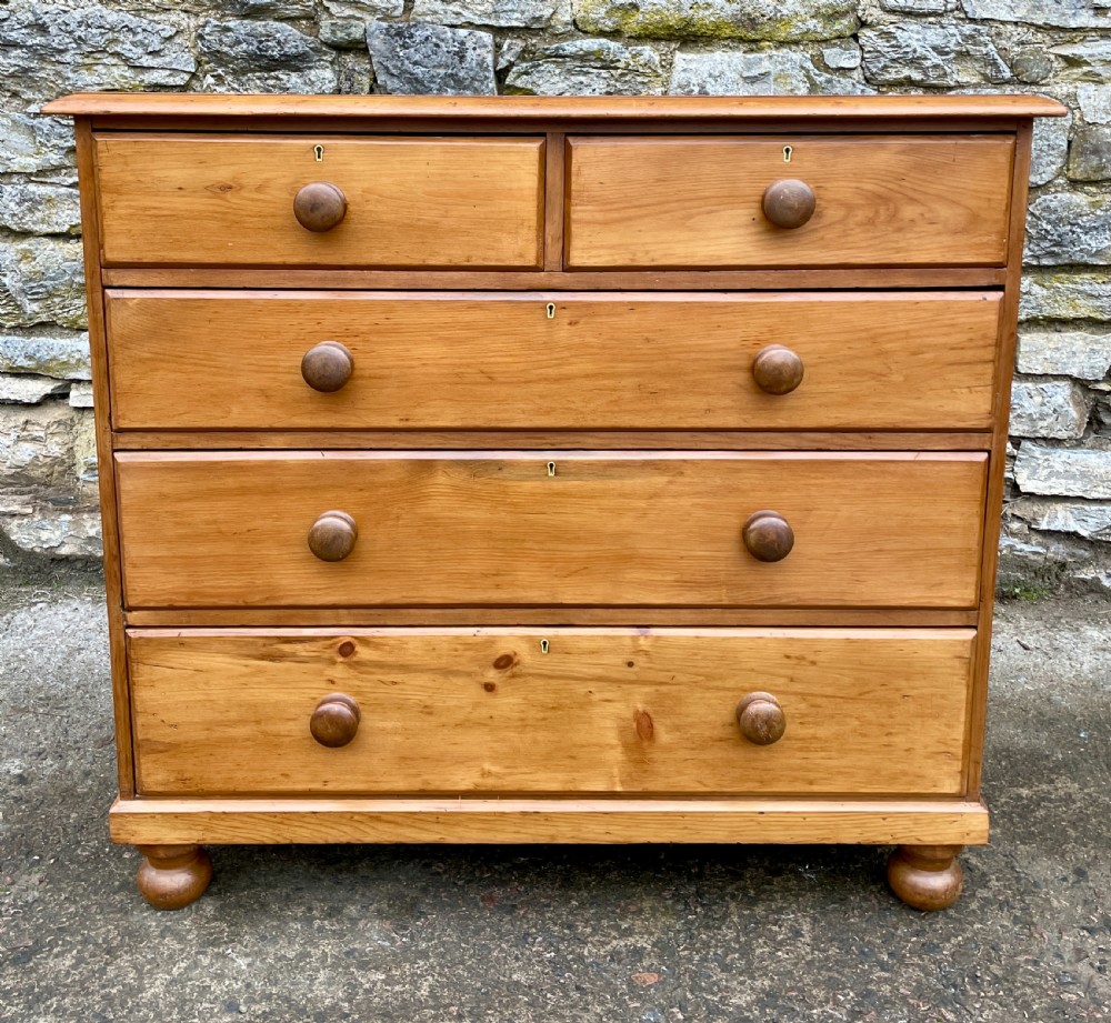 Antique Stripped Pine Chest of Drawers View II