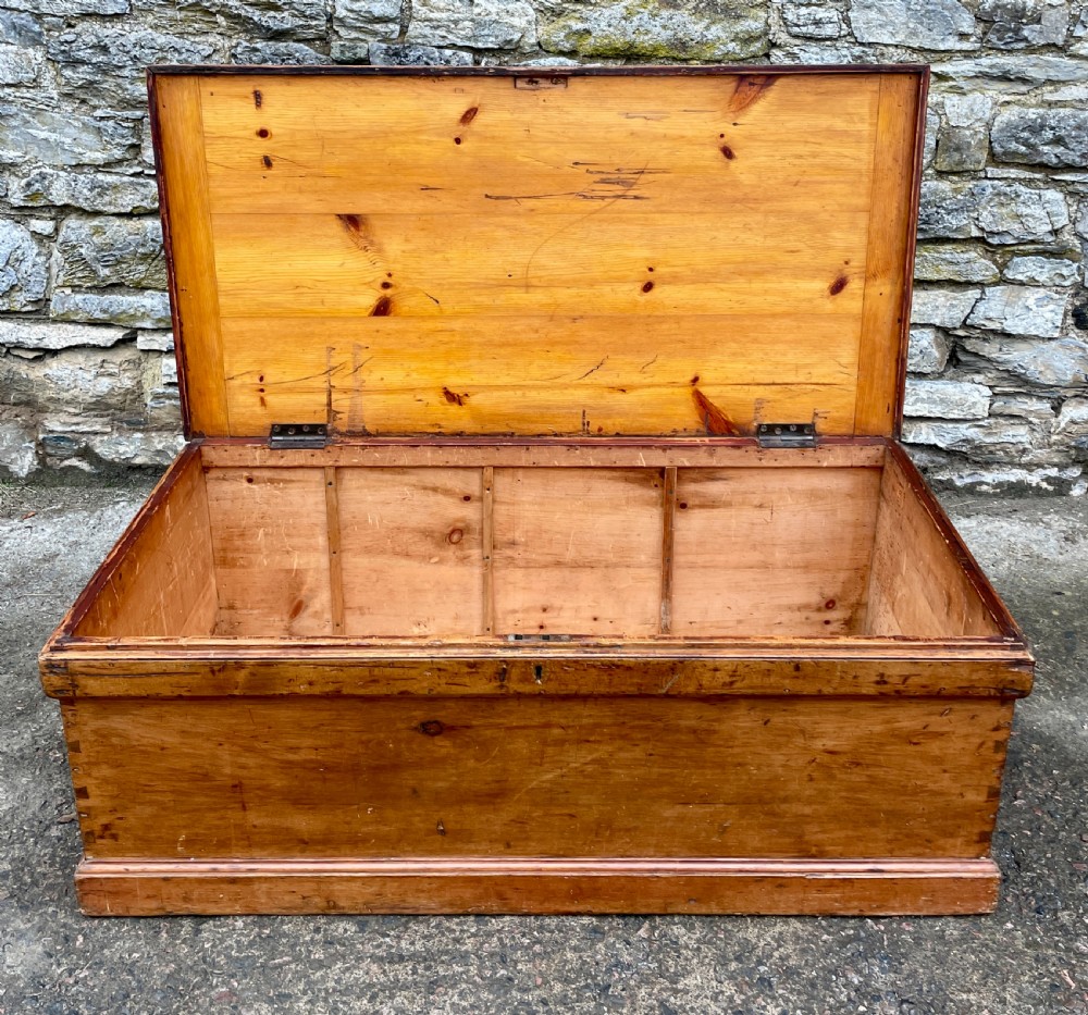 Huge Antique Pine Blanket Box View V