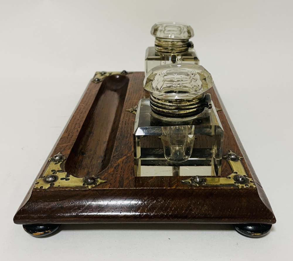 Victorian Oak and Brass Mounted Desk Stand View XIII